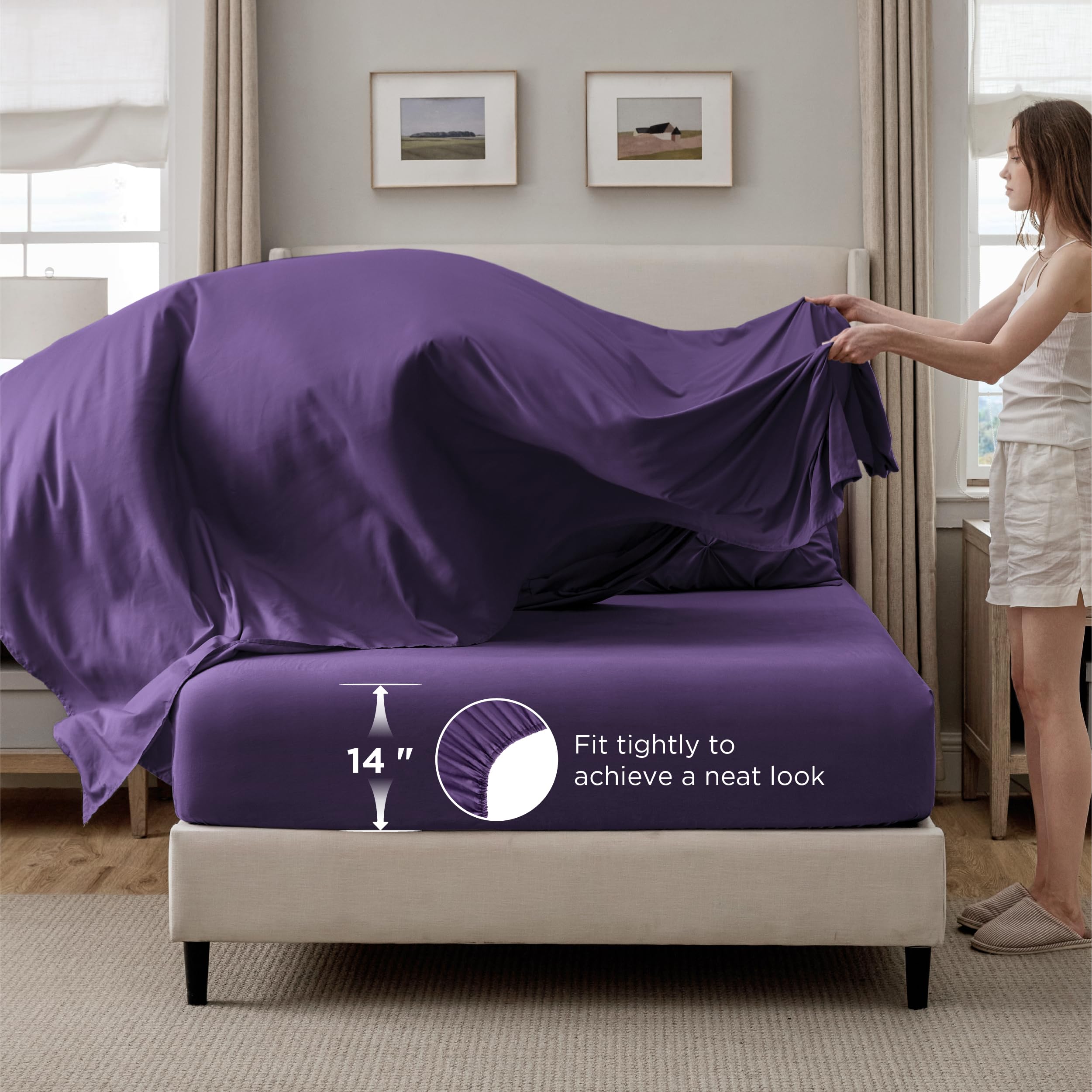 Bedsure parure sur lit dans chambre montrant l'effet décoratif