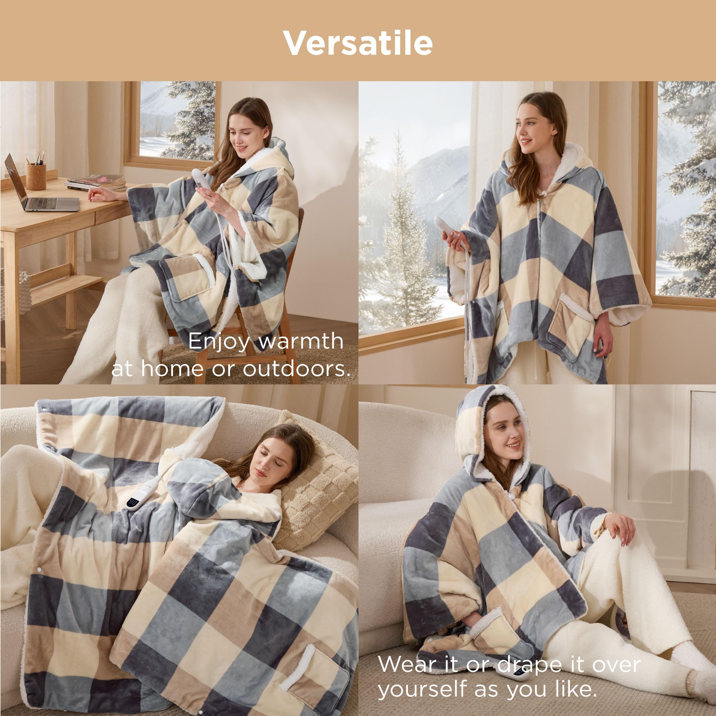 Bedsure porté en extérieur montrant chaleur nomade et mobilité