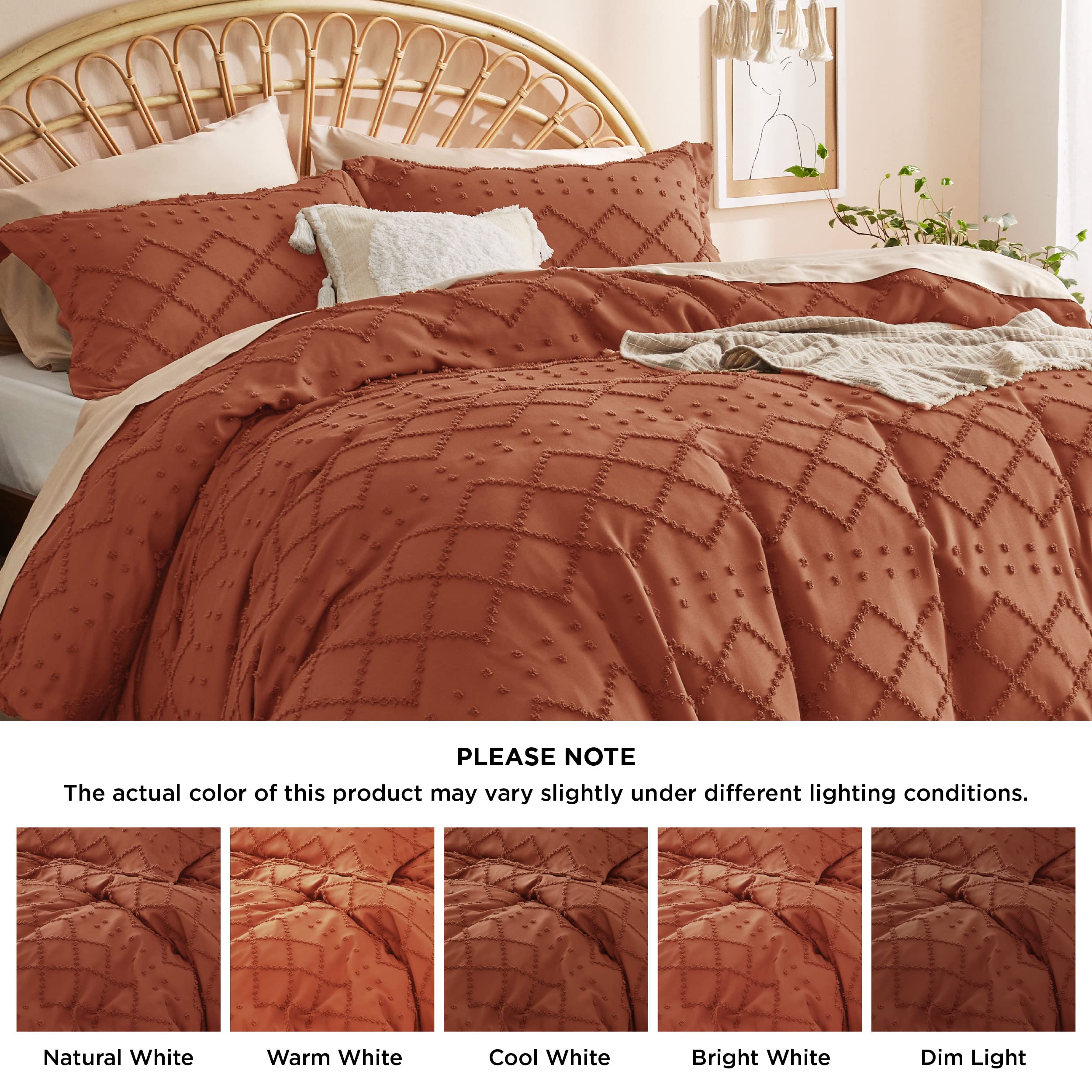 Bedsure chambre mise en scène boho montrant l'ambiance terracotta chaleureuse