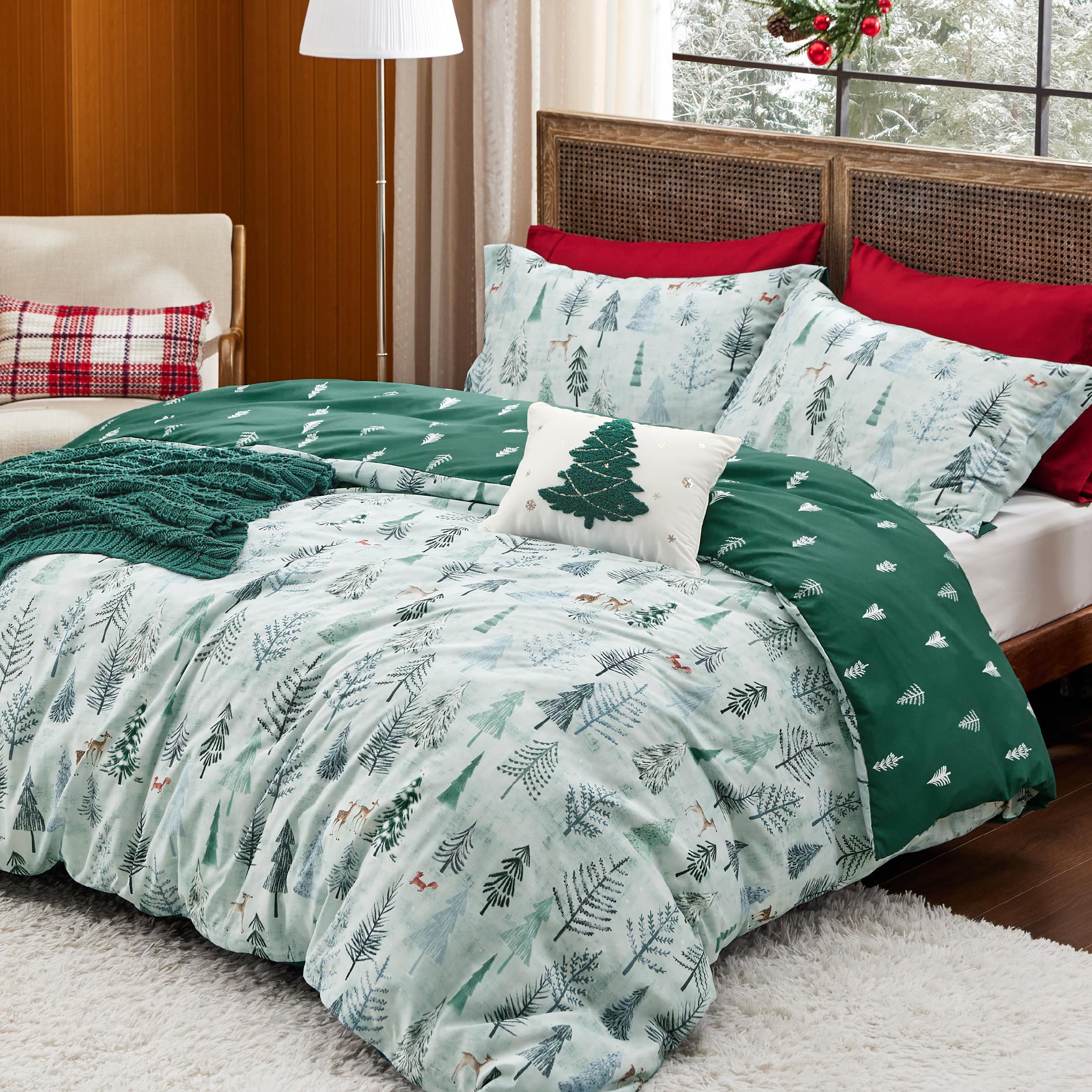 Bedsure mise en scène chambre décorée pour Noël illustrant l'effet décoratif immédiat