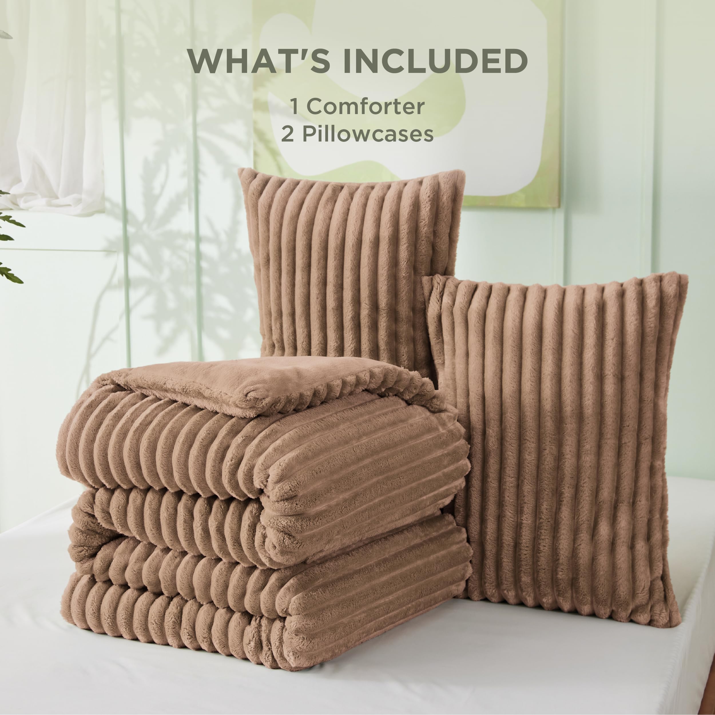 Bedsure mise en scène chambre taupe créant ambiance chaleureuse