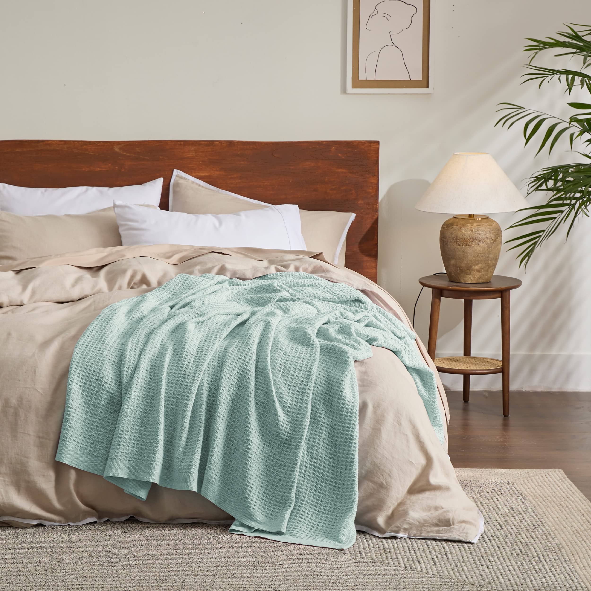 Bedsure mise en scène chambre valorisant couleur menthe apaisante
