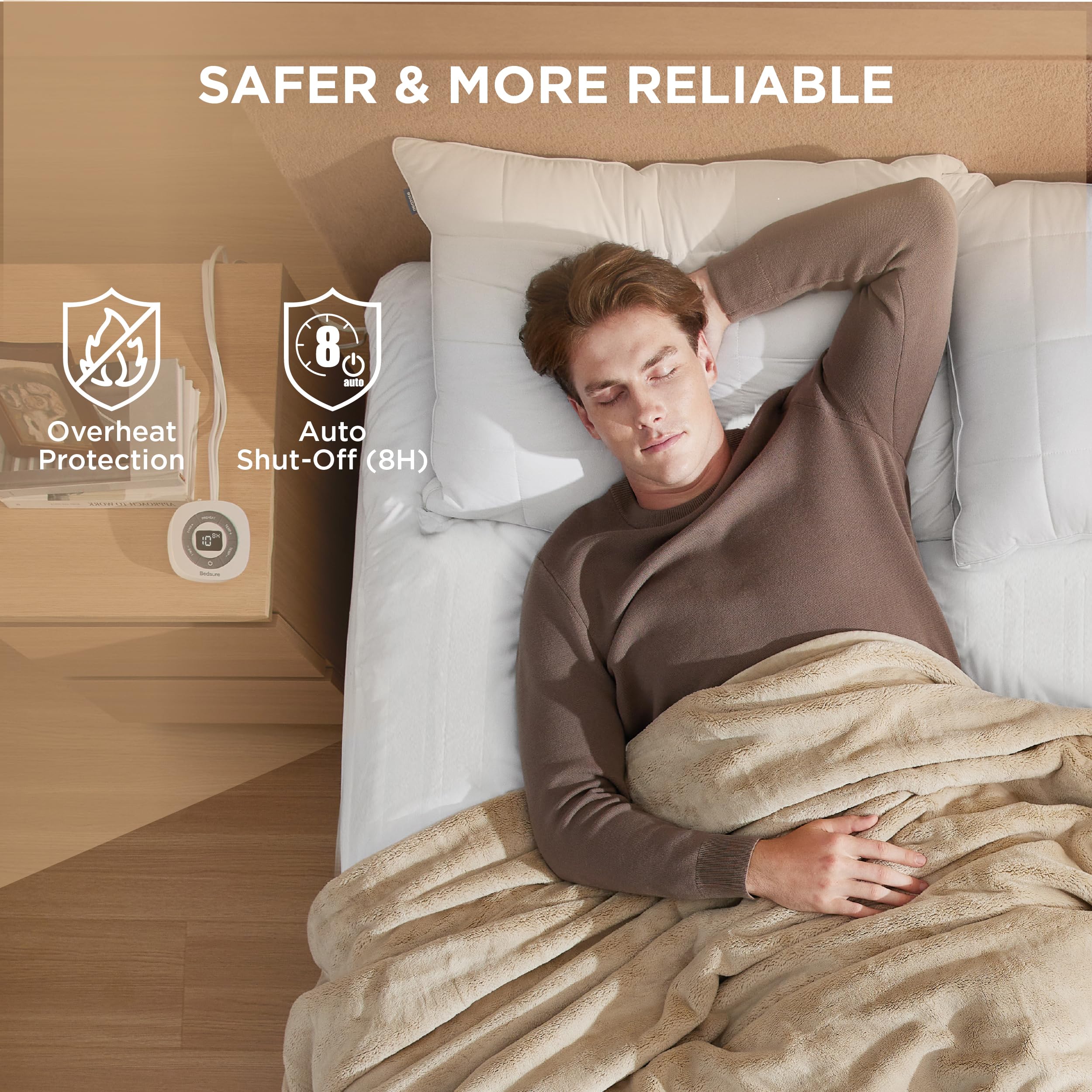 Bedsure surmatelas en situation sur un lit montrant chaleur et confort nocturne