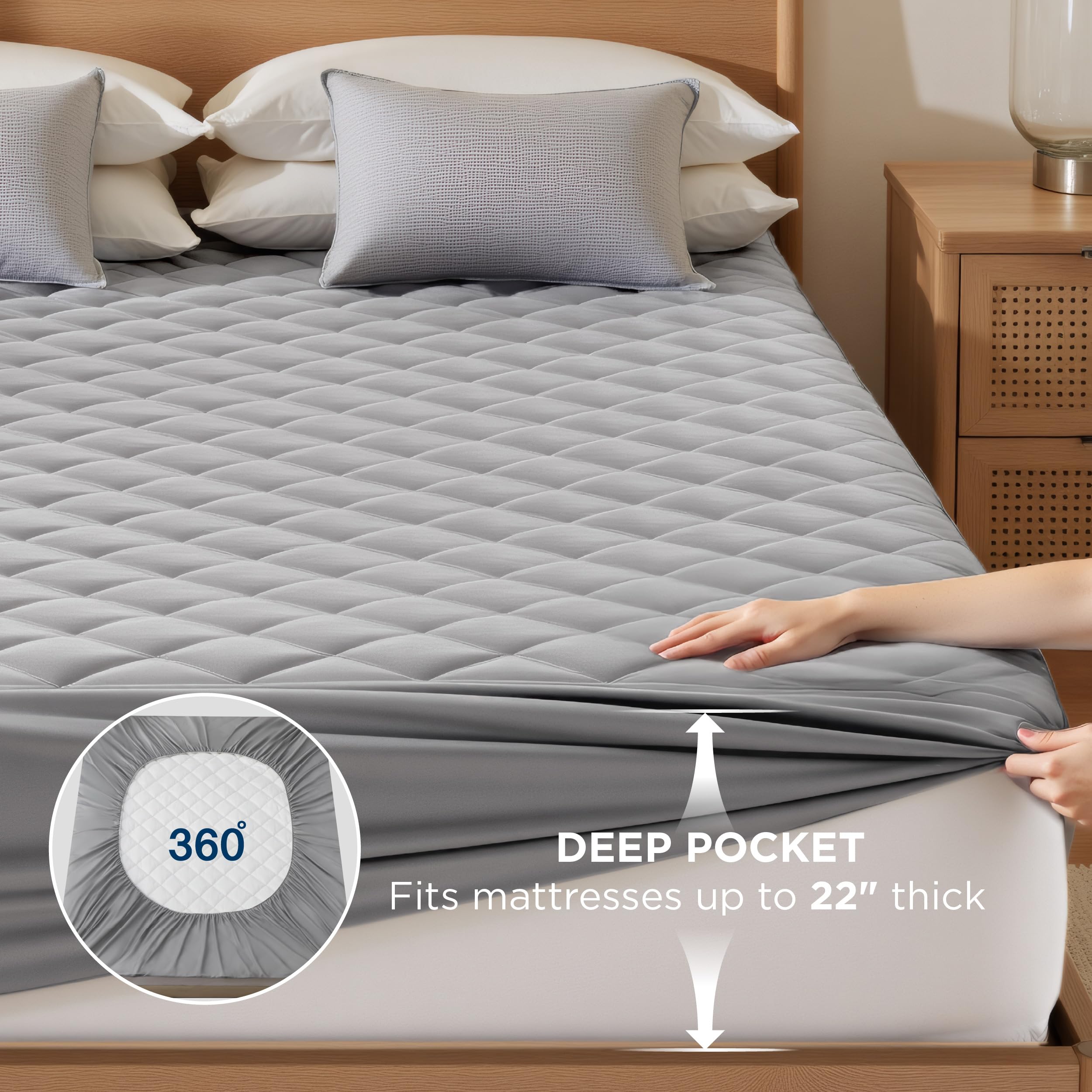 Bedsure posé sur lit double illustrant protection complète et aspect fini