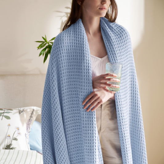 Bedsure gros plan du tissage nid d'abeille montrant texture respirante