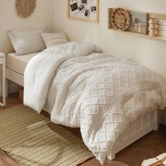 Bedsure vue frontale de la parure beige, apporte douceur et style