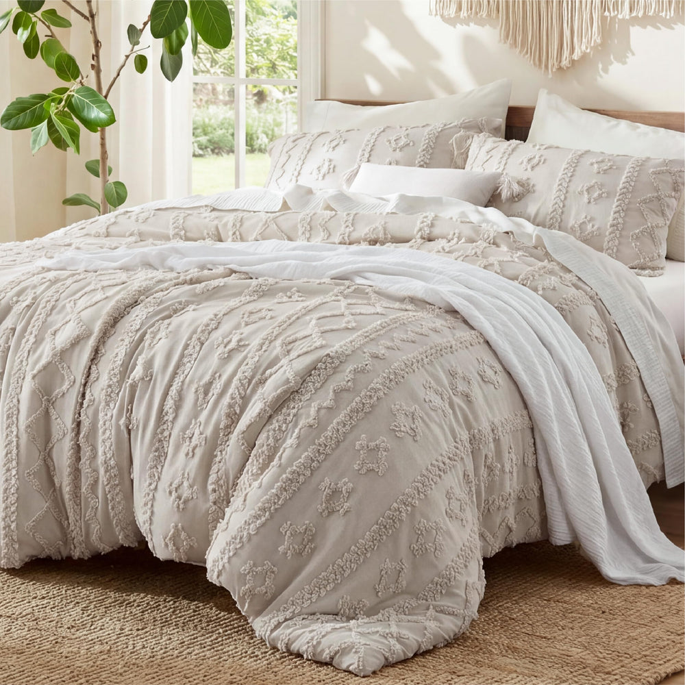 Bedsure parure face avant montrant design bohème et style élégant