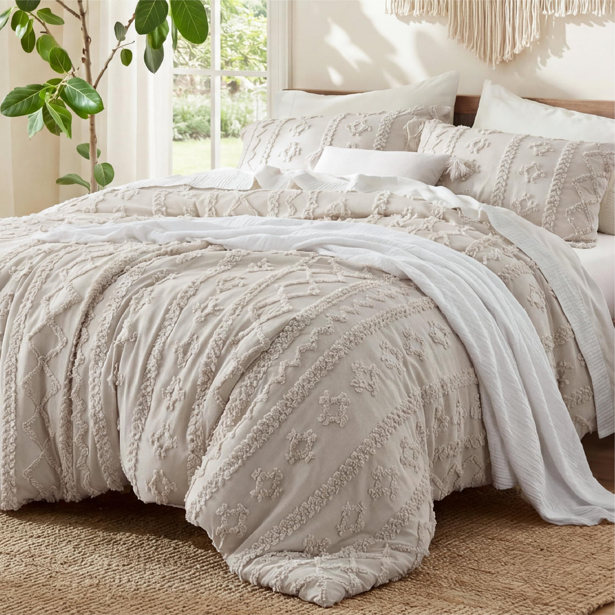 Bedsure parure face avant montrant design bohème et style élégant