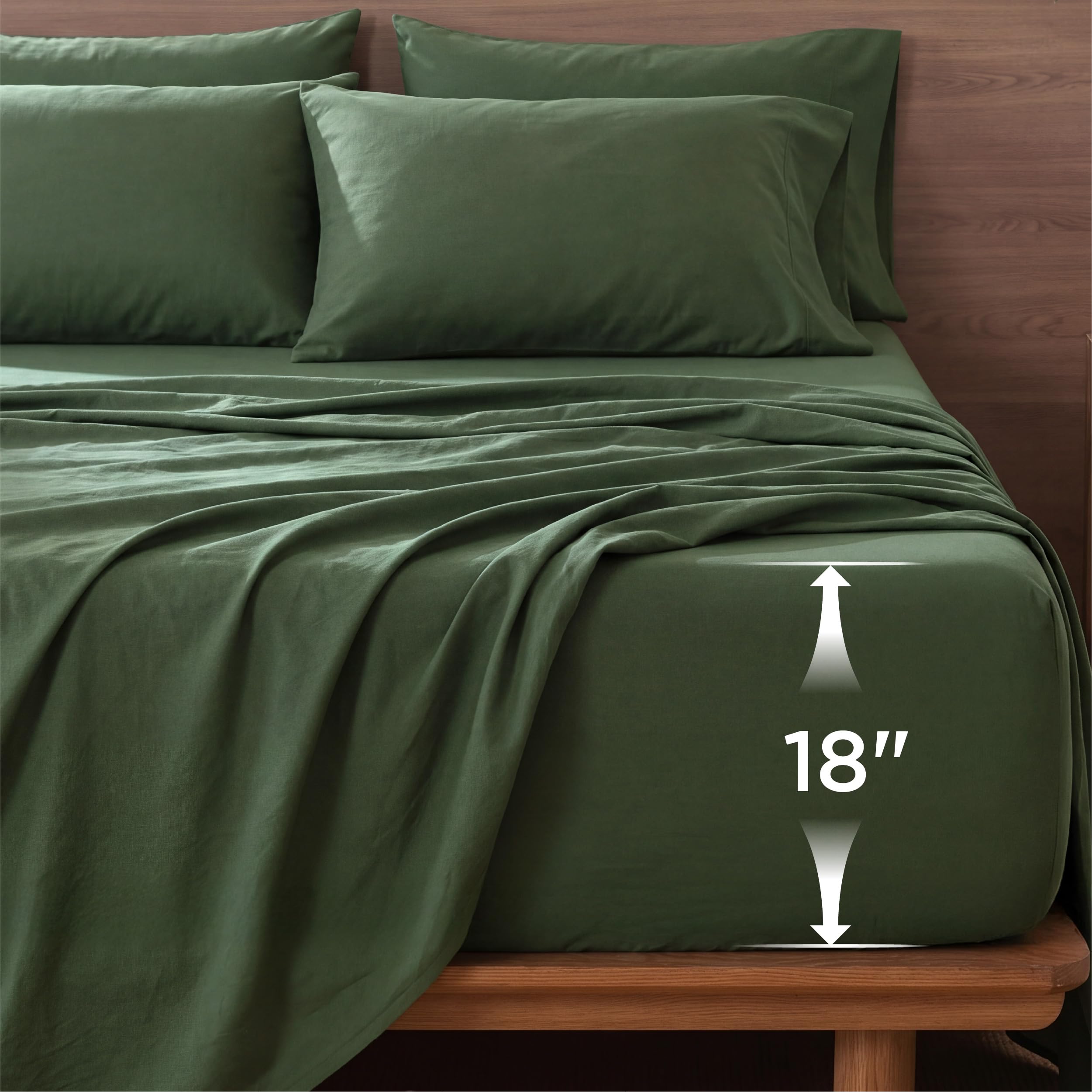 Bedsure vue avant de la parure king olive montrant finition et couleur accueillante