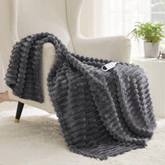 Bedsure plaid chauffant face avant gris montrant élégance et chaleur