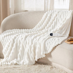 Bedsure plaid chauffant face avant élégant et rayé pour décoration et chaleur