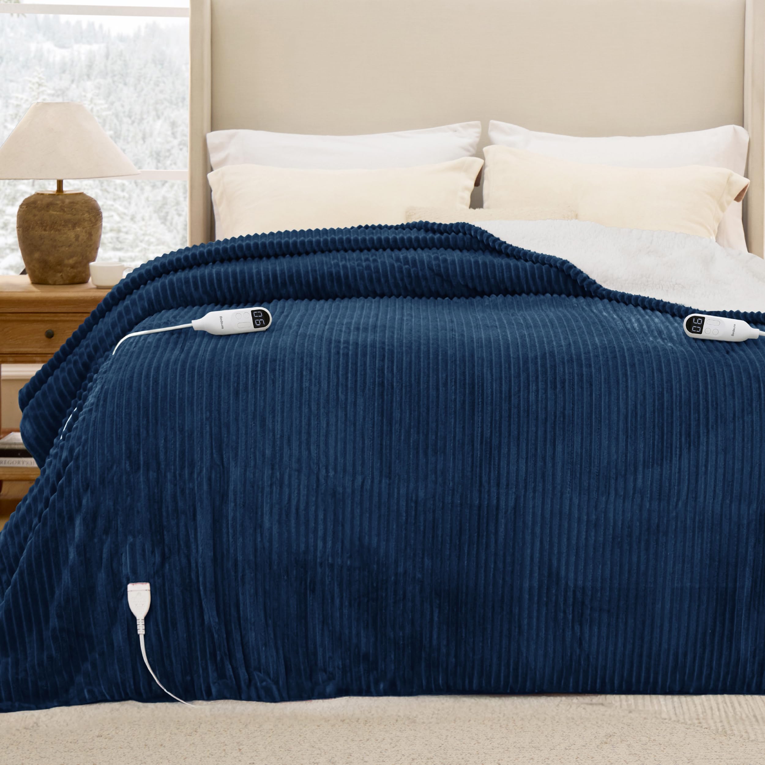 Bedsure face avant du plaid chauffant montrant design et confort