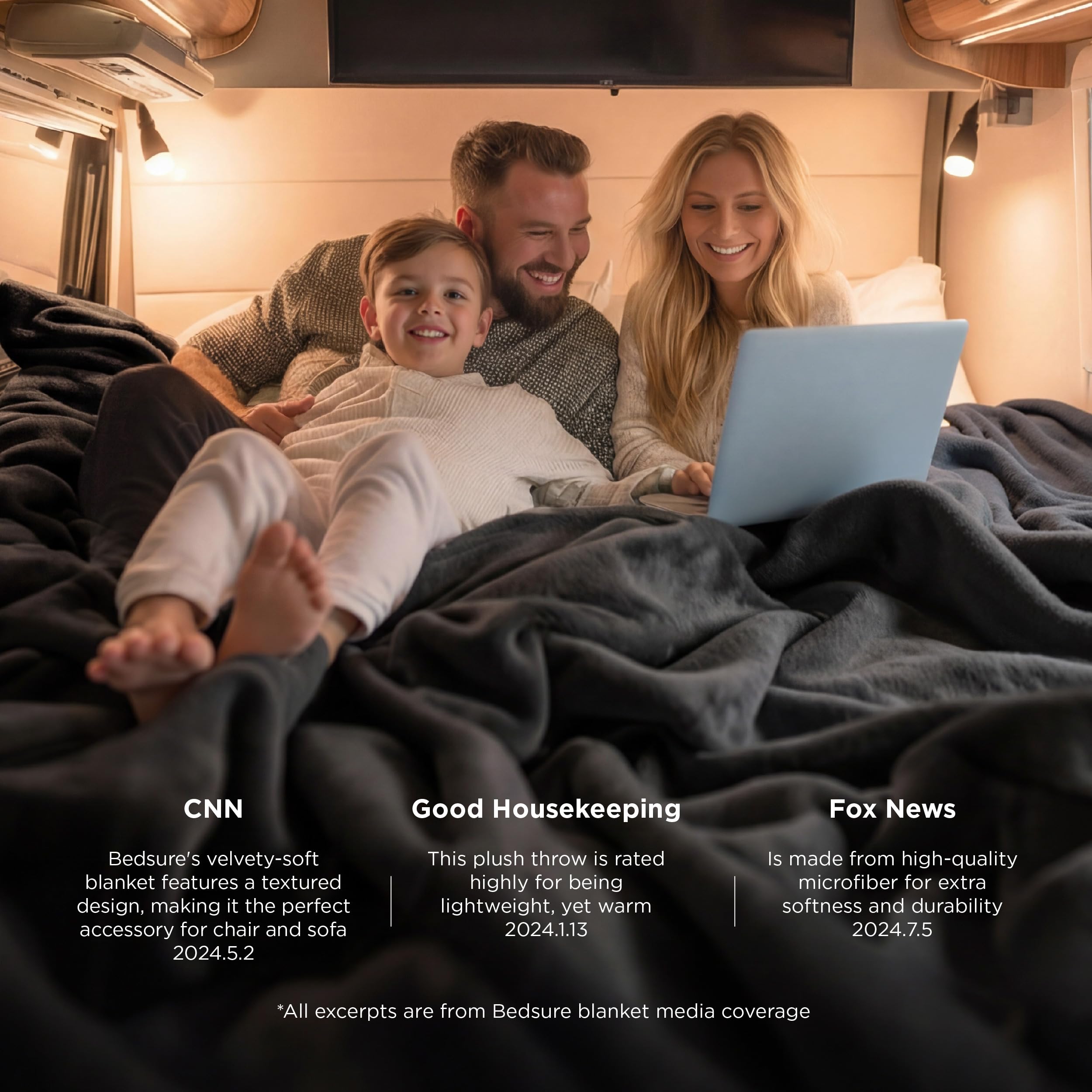 Bedsure plaid posé sur lit full montrant l'ampleur et couverture