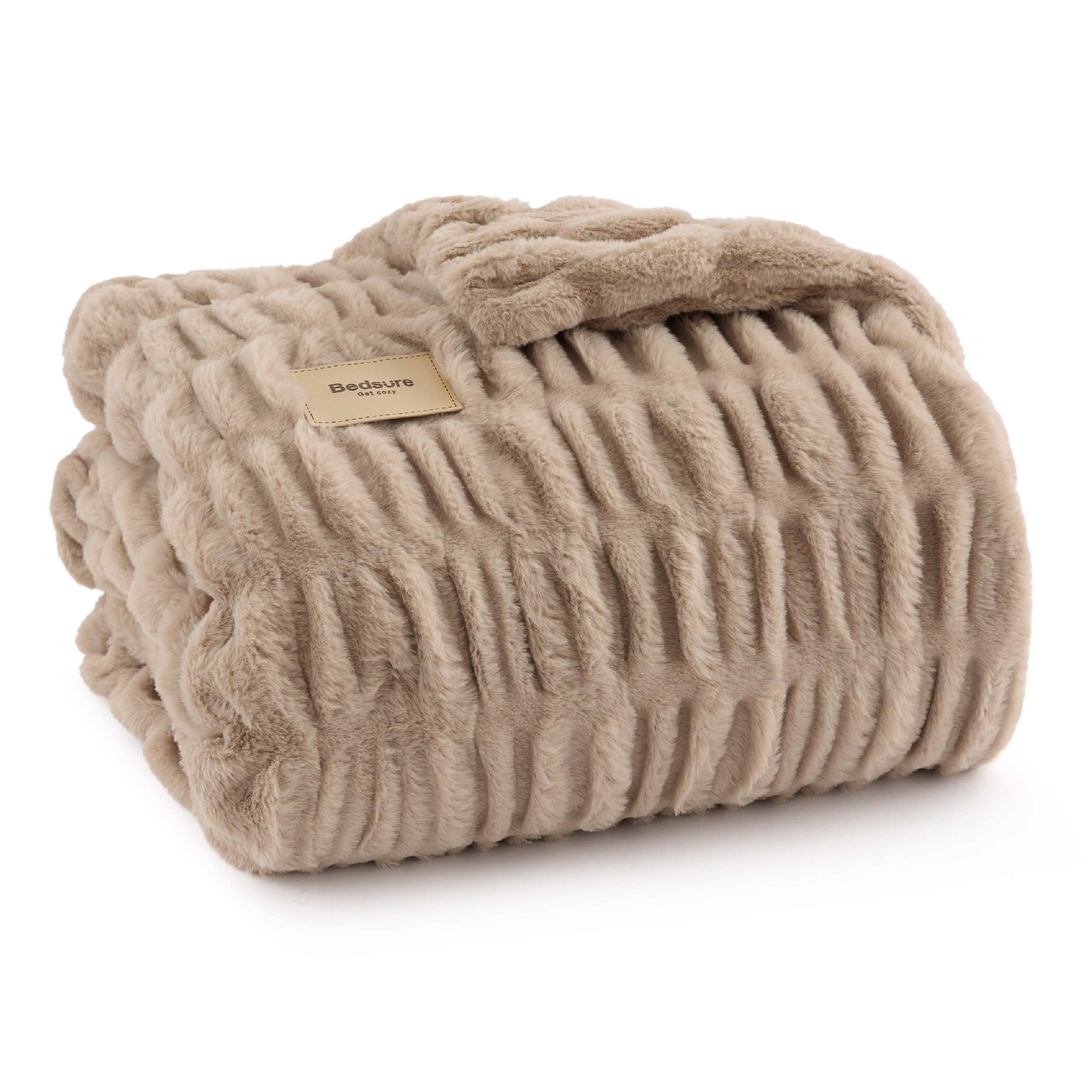 Bedsure étiquette simili‑cuir visible ajoutant finition soignée et luxe