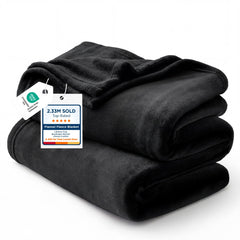 Bedsure plaid face avant noir montrant finition lisse et confort