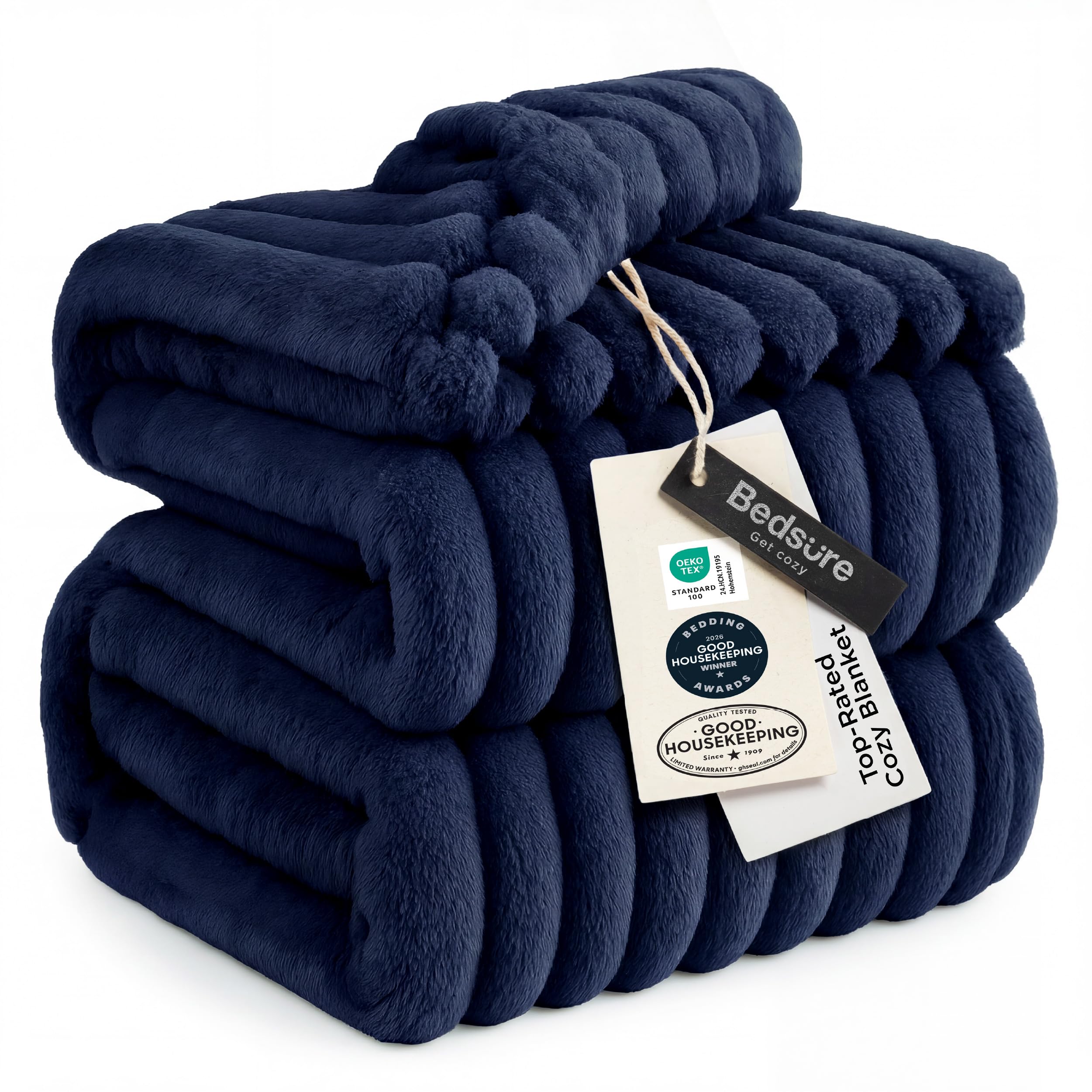 Bedsure plaid face avant bleu marine pour couverture king size et confort