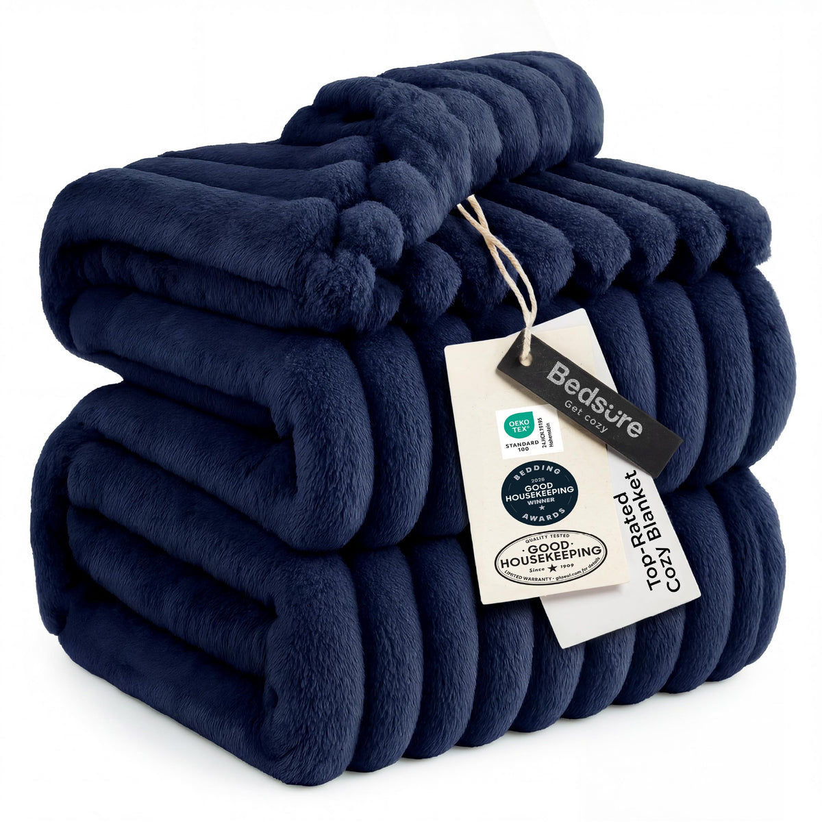 Bedsure plaid face avant bleu marine pour couverture king size et confort