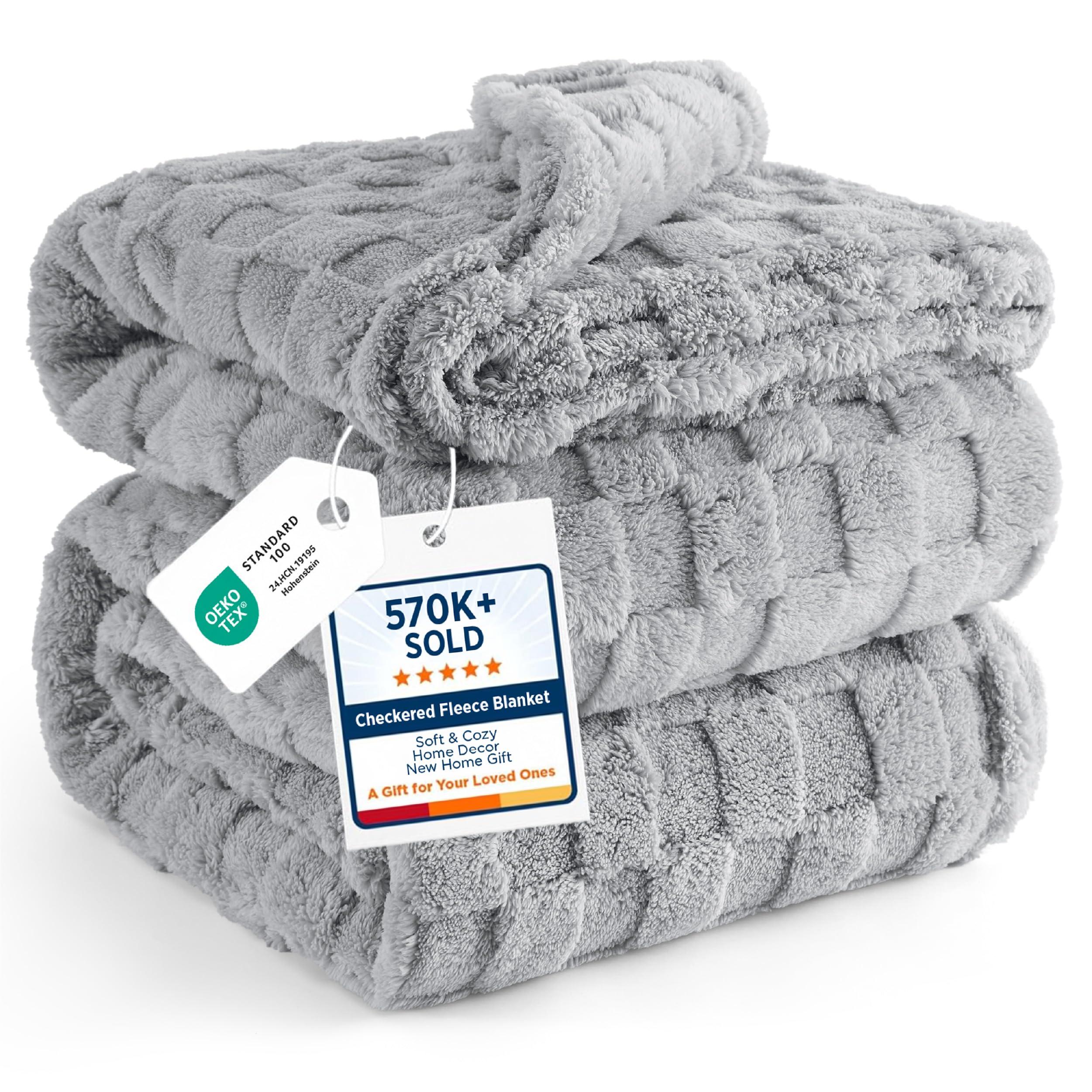Bedsure plaid face emballage montrant le produit et ses dimensions pour un choix facile