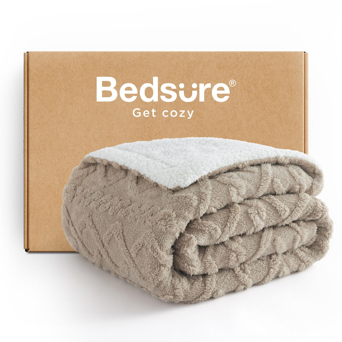 Plaid Bedsure face frontale beige apportant chaleur et style
