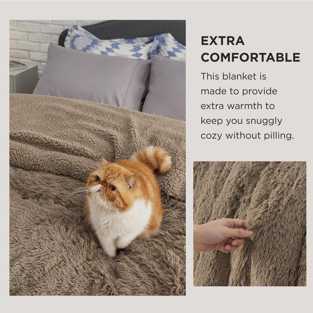 Bedsure gros plan sherpa montrant douceur et chaleur confortable