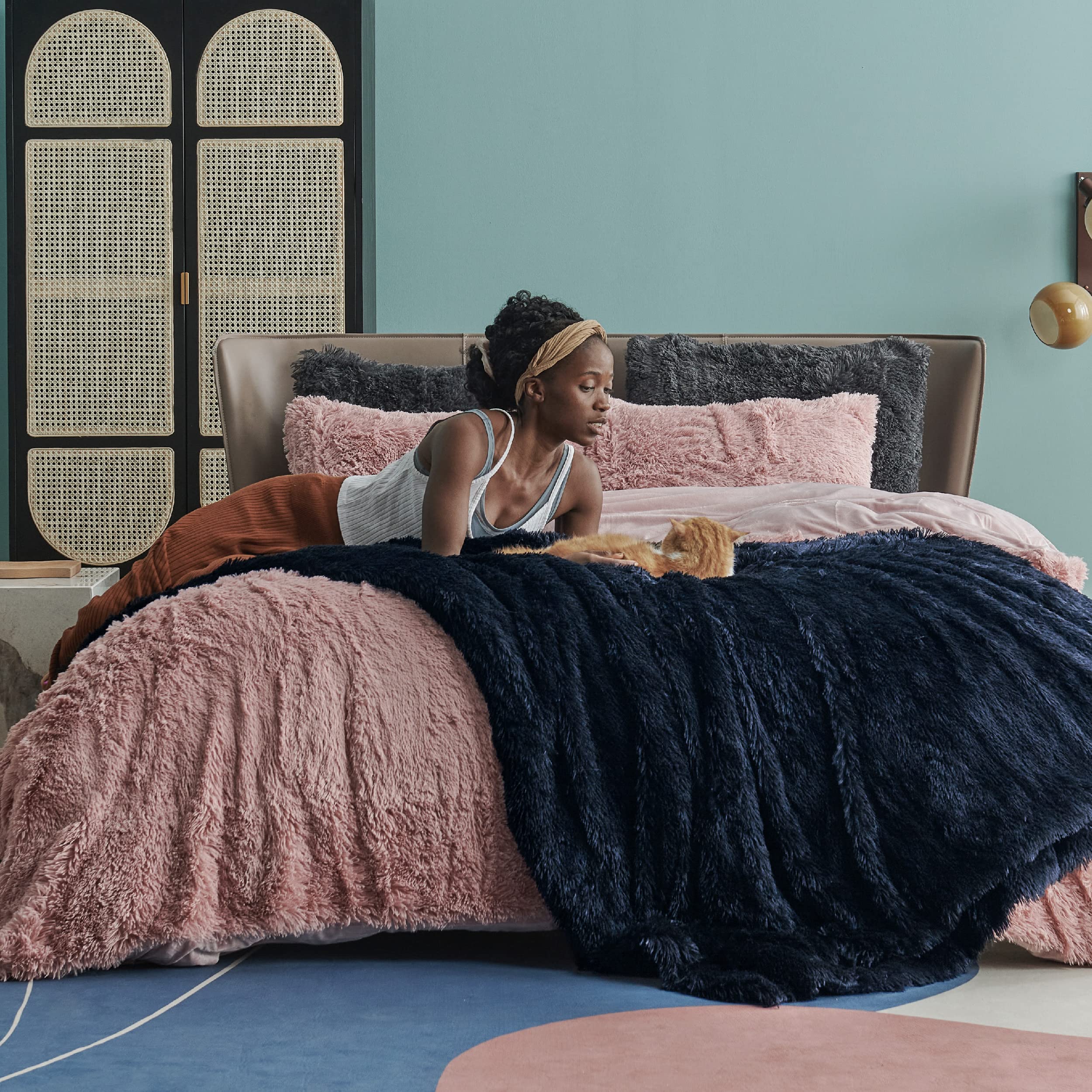 Bedsure gros plan sherpa moelleux, confort et rétention de chaleur