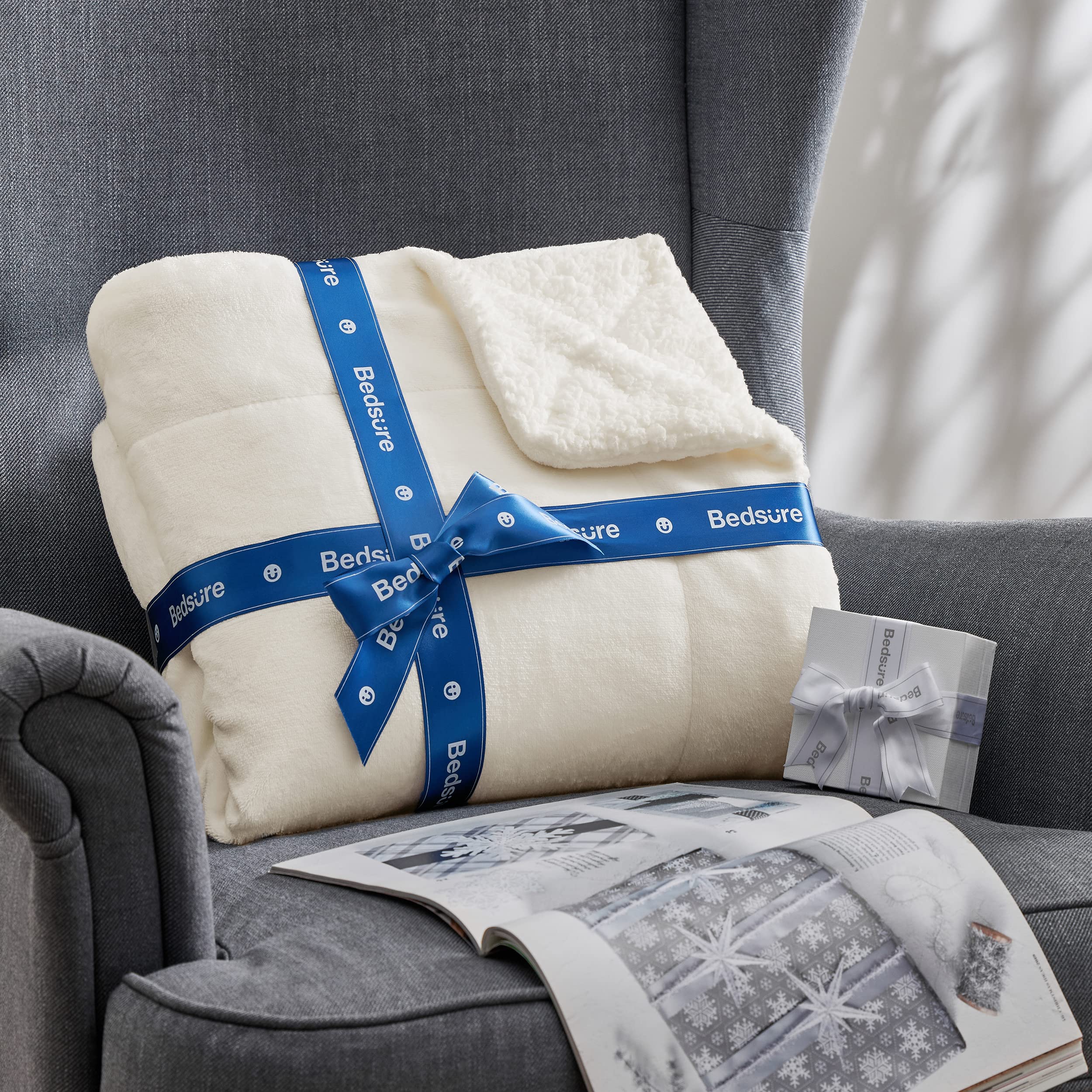 Bedsure couverture comparaison taille montrant ampleur et partage