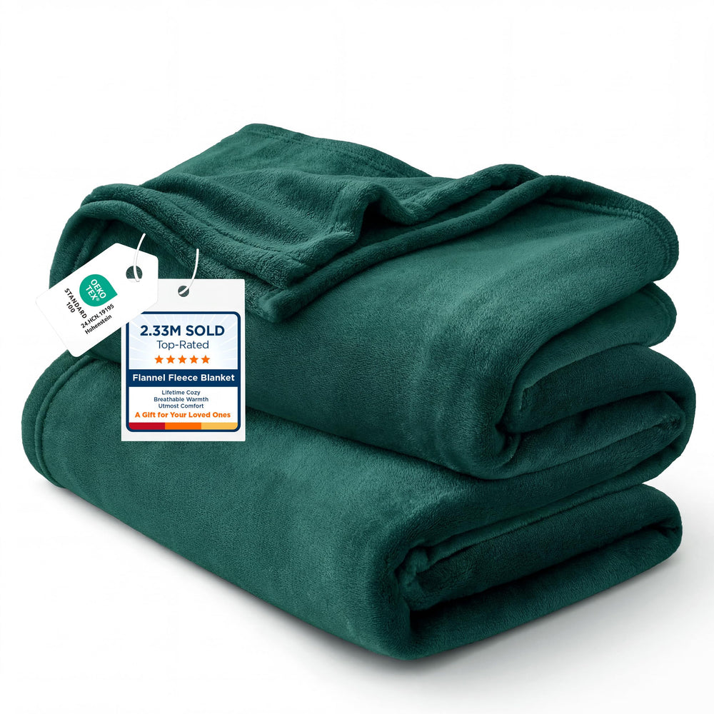 Bedsure plaid queen face montrant couleur émeraude et confort douillet