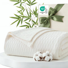 Bedsure plaid recto tout entier posé, design waffle et fraîcheur visible