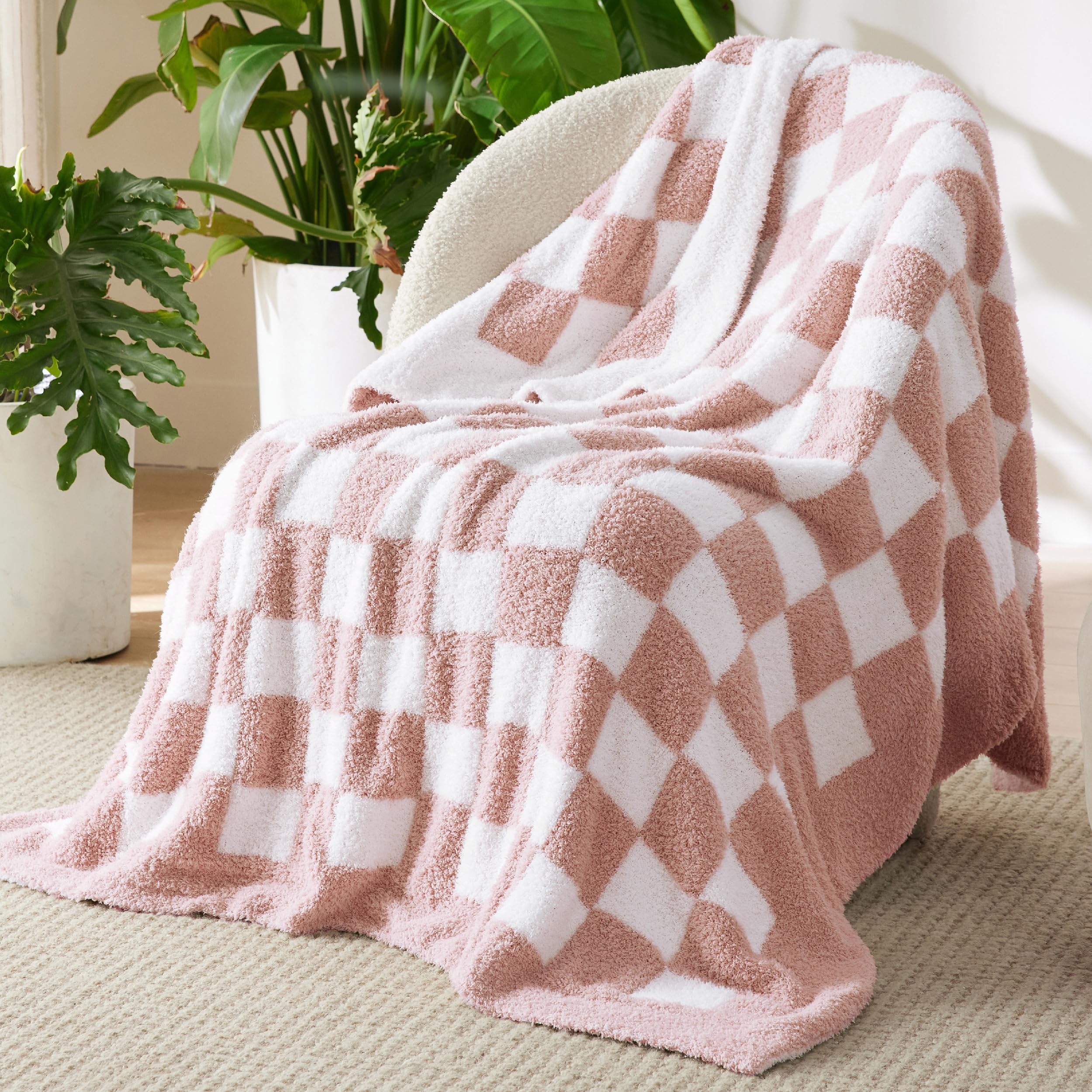 Bedsure plaid rose visible face recto montrant douceur et style cozy