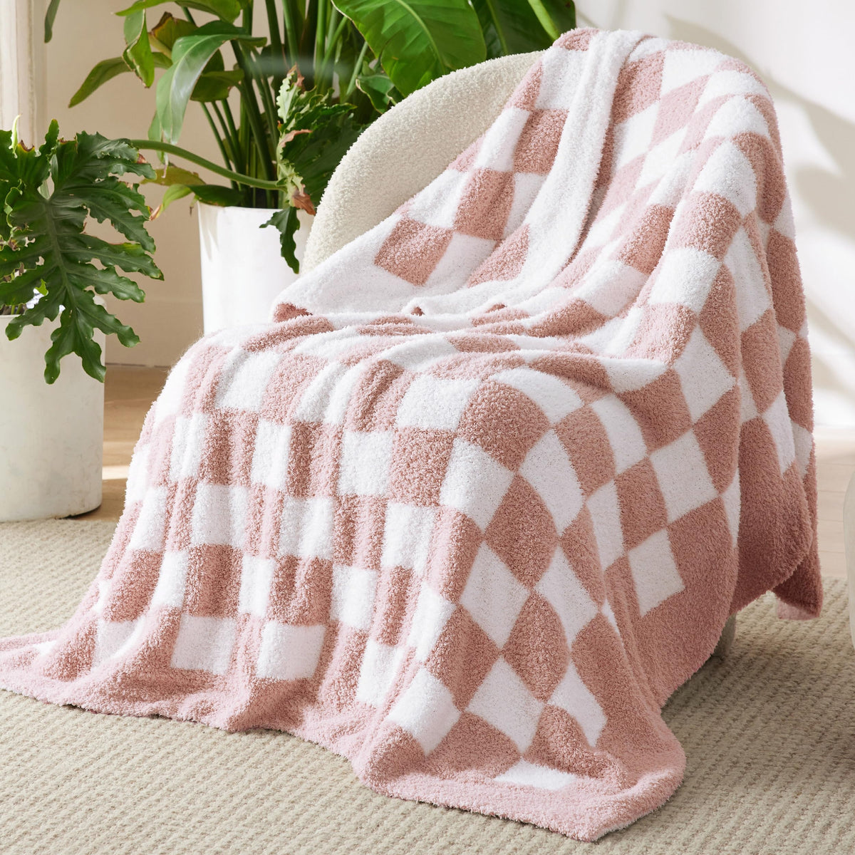 Bedsure plaid rose visible face recto montrant douceur et style cozy