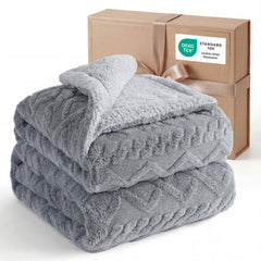 Bedsure plaid sherpa face jacquard gris montrant réversibilité et confort