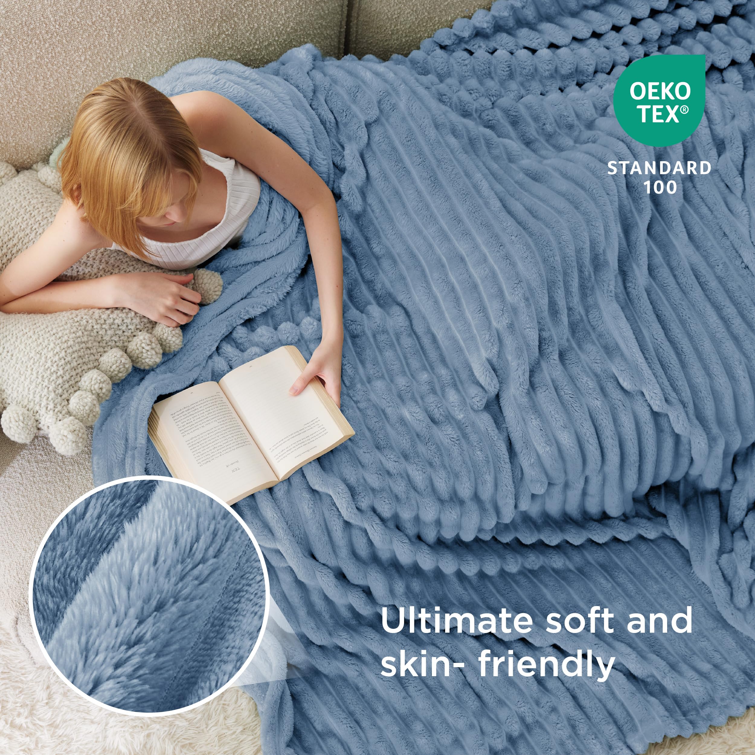 Bedsure plaid posé sur lit queen, couvre entièrement le matelas