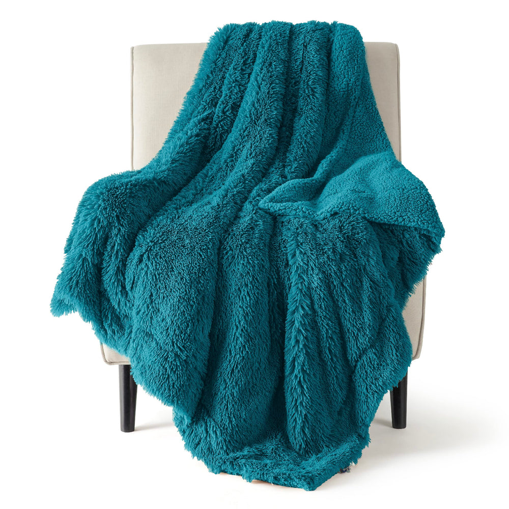 Bedsure plaid teal face entière montrant élégance et confort