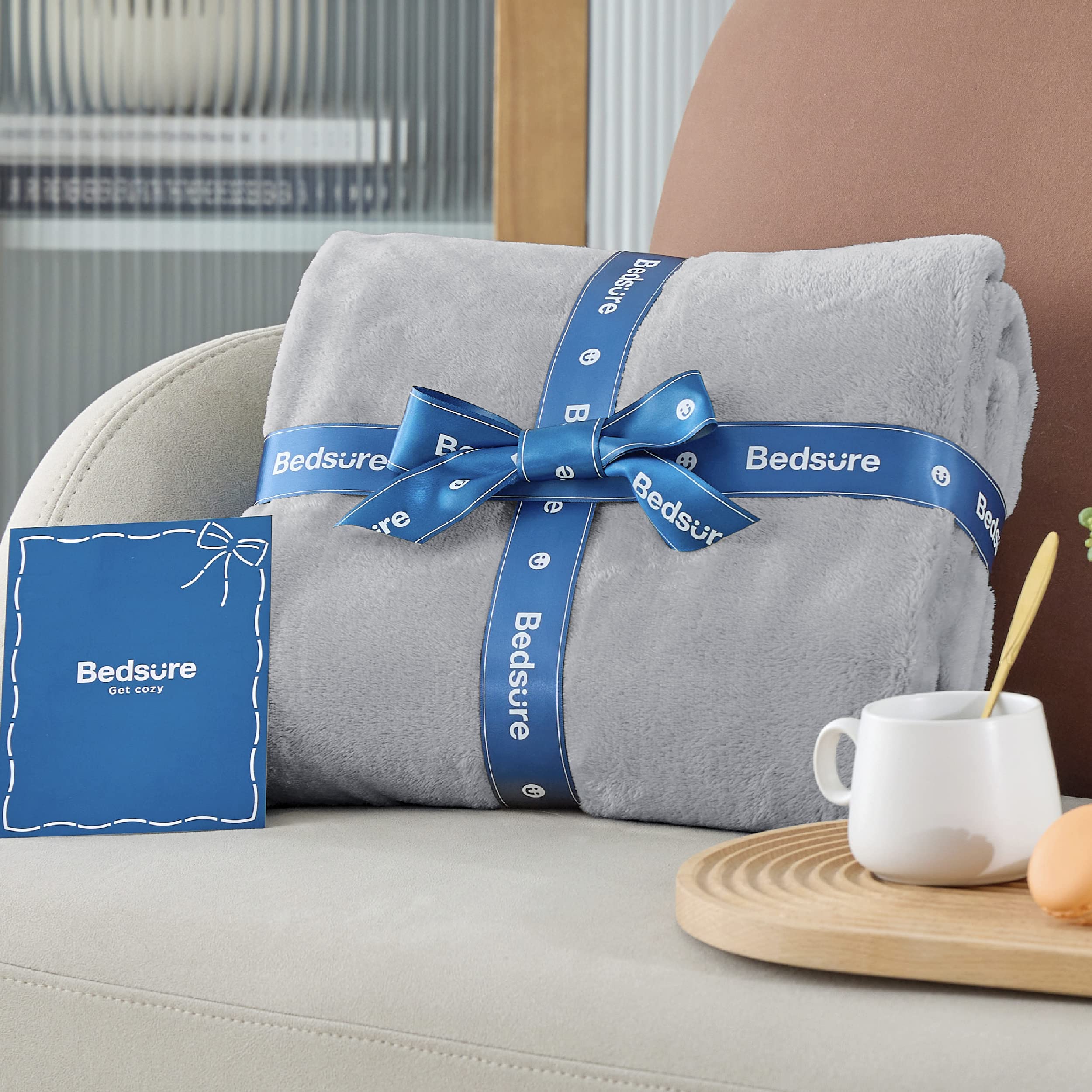 Bedsure plaid roulé prêt à emporter pour voyages et camping