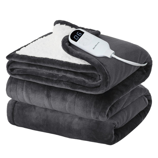 Bedsure vue avant du plaid twin gris foncé, chaleur rapide et esthétique