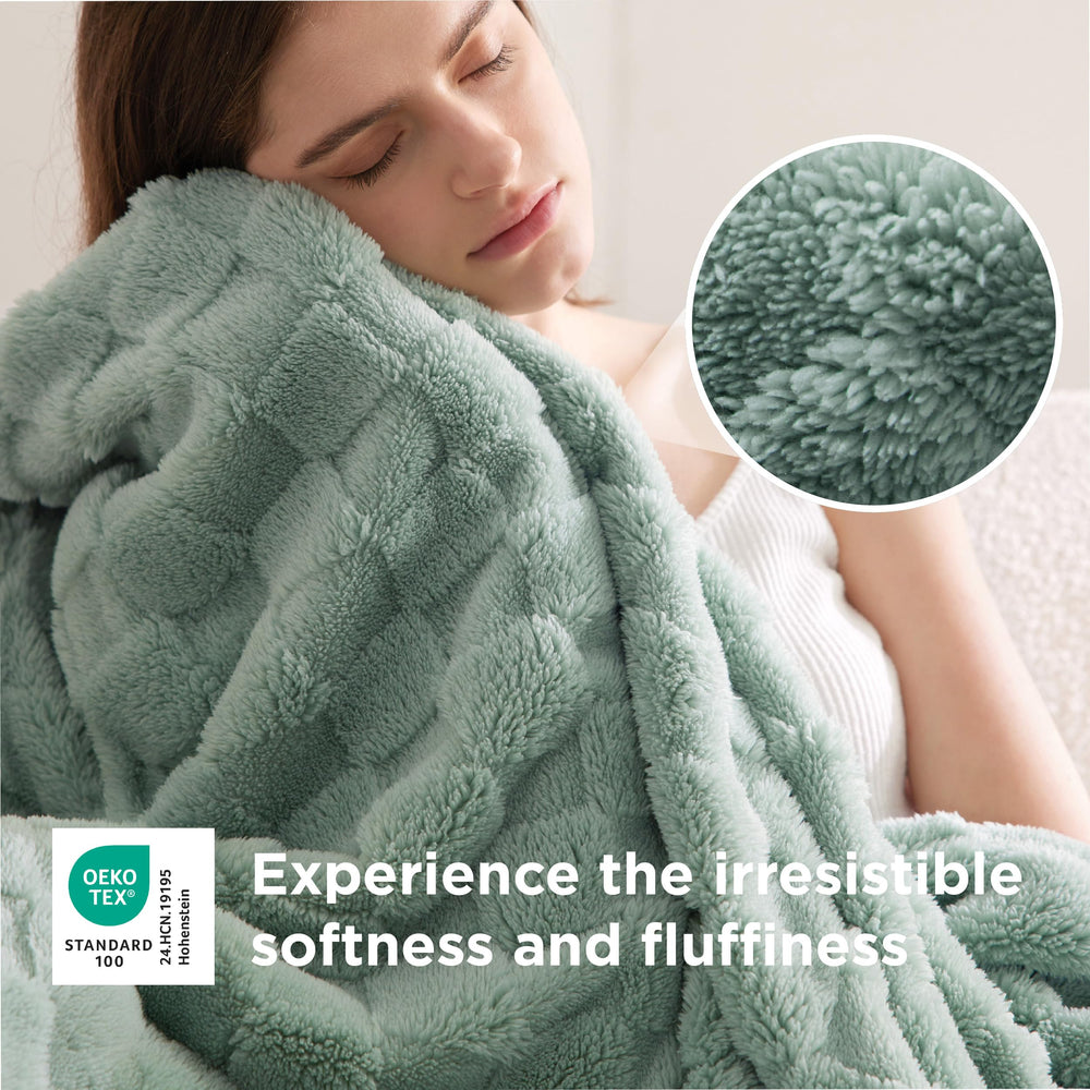 Bedsure plaid utilisé sur canapé pour détente et chaleur modérée
