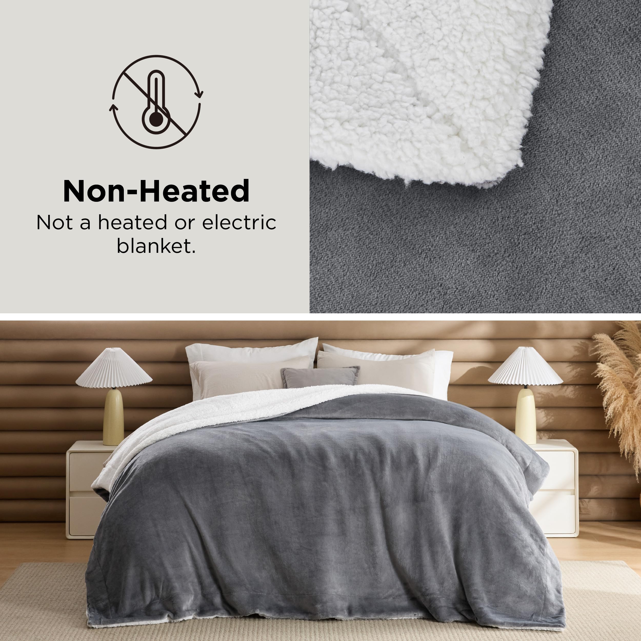 Bedsure revers sherpa en gros plan apportant chaleur et moelleux