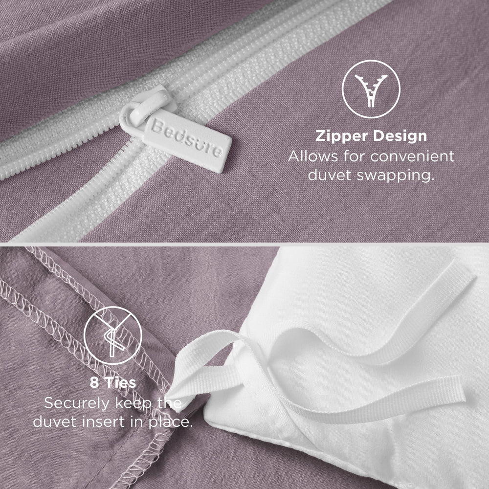 Bedsure étiquette entretien et effet pré‑lavé facilitant lavage