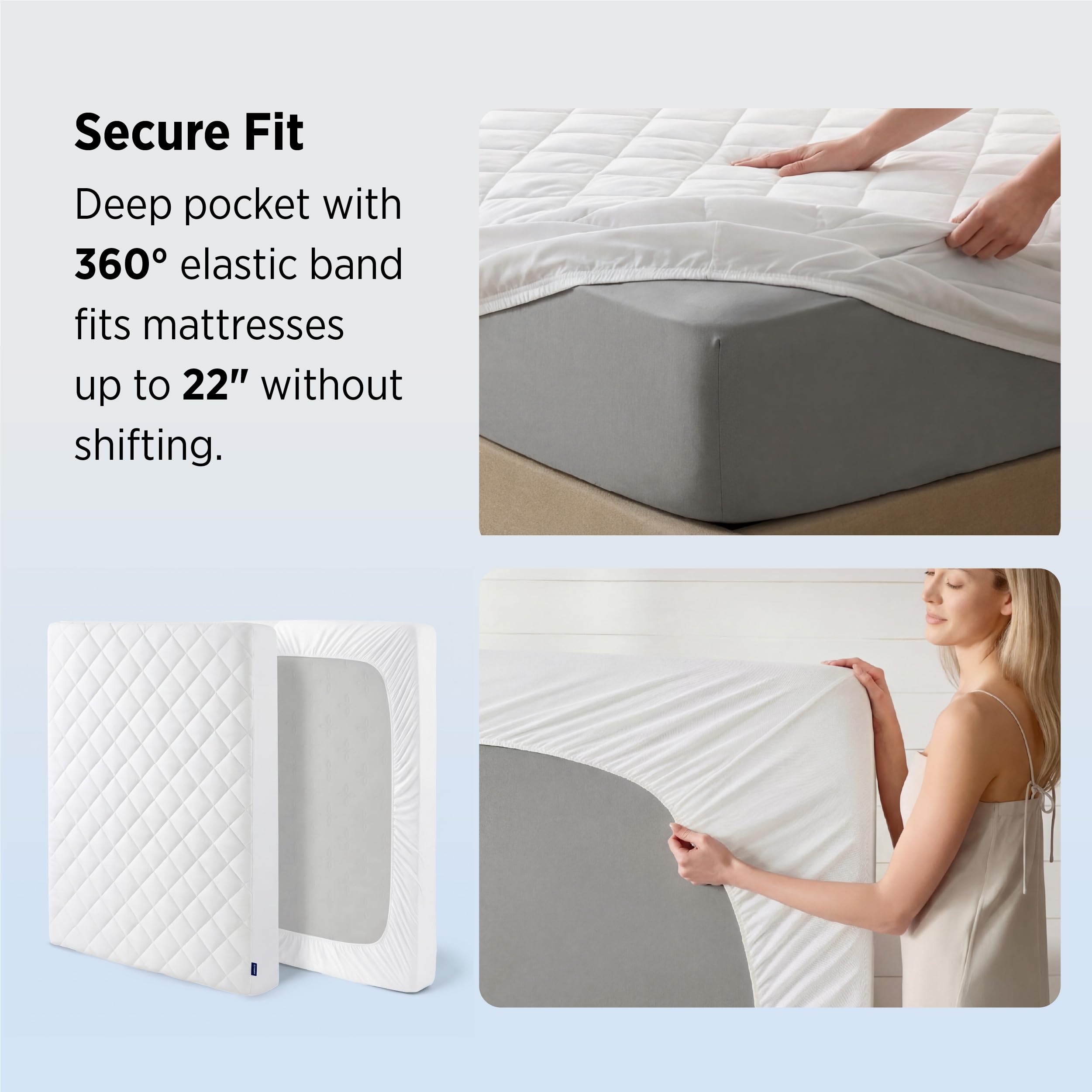 Bedsure membrane TPU arrière empêchant les liquides d'atteindre le matelas