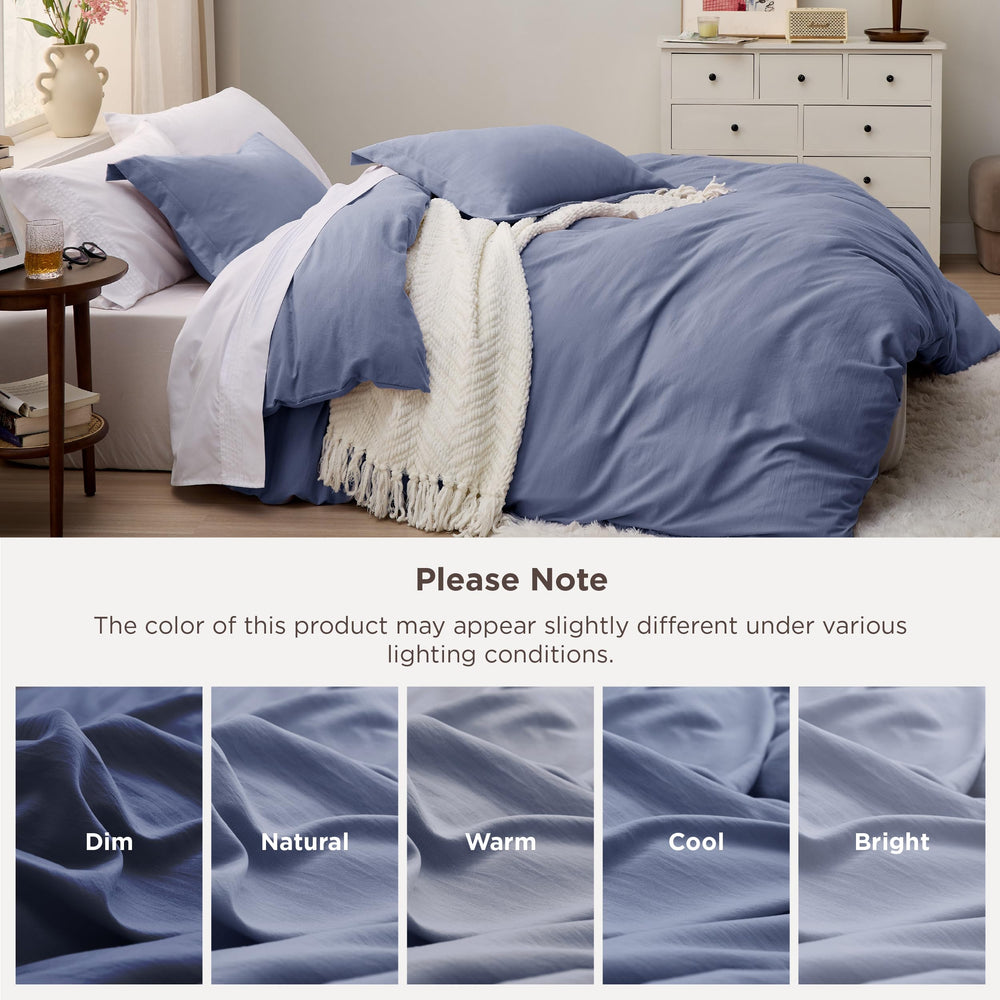 Bedsure linge en slate blue intégré dans une chambre stylée pour atmosphère apaisante