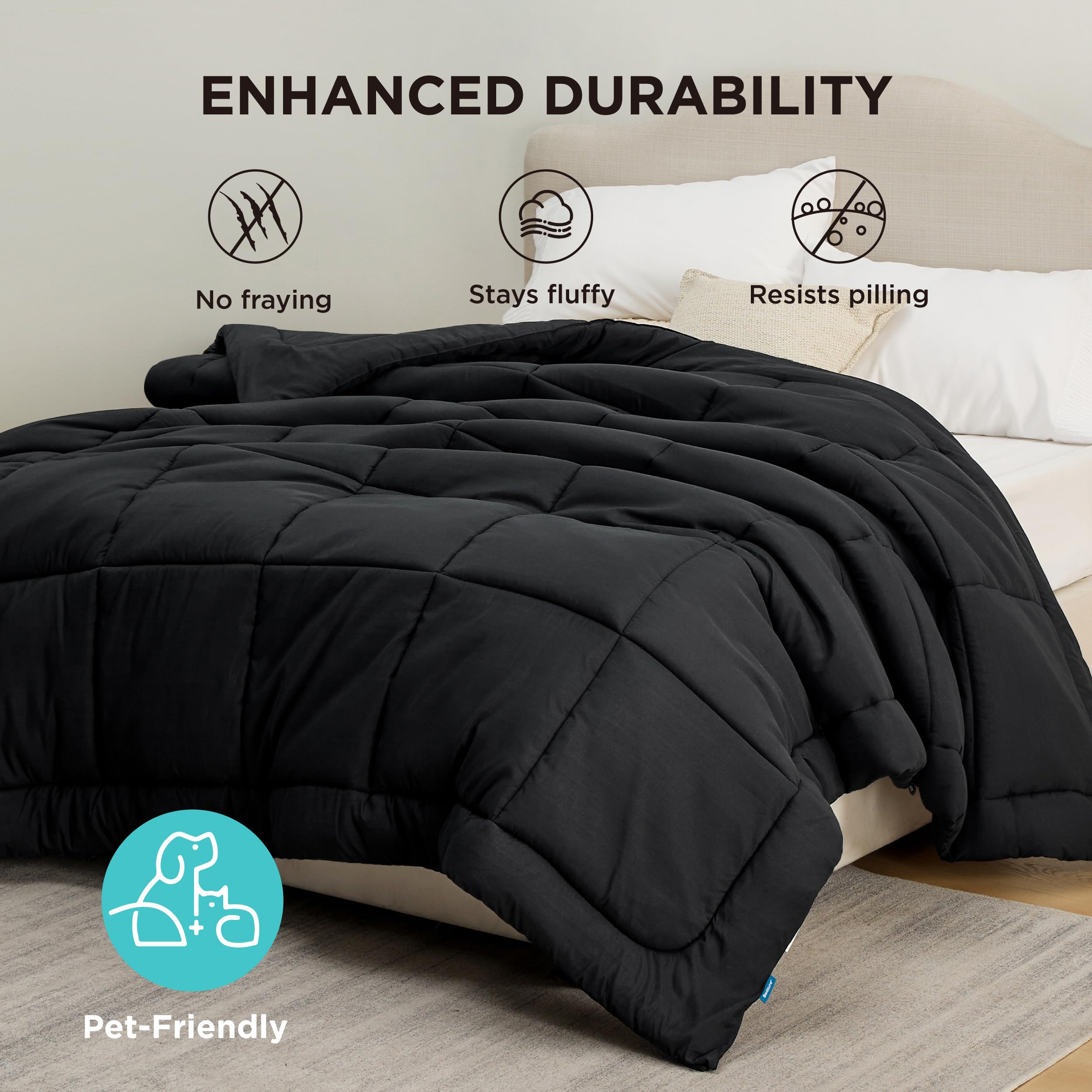 Bedsure coin de couette montrant couture renforcée pour durabilité