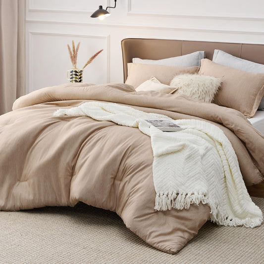 Bedsure gros plan texture microfibre chinée, douceur visible