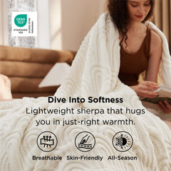 Bedsure sherpa gros plan révélant peluche et confort chaleureux