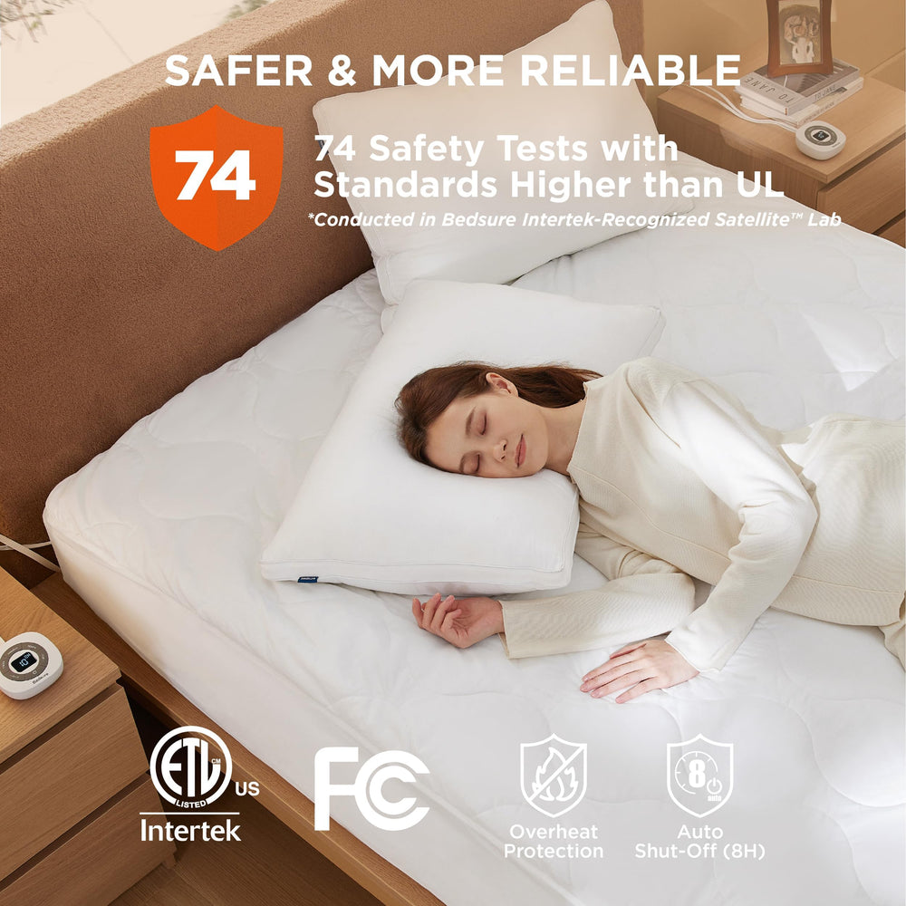 Bedsure surmatelas installé sur un lit complet illustrant chaleur et style