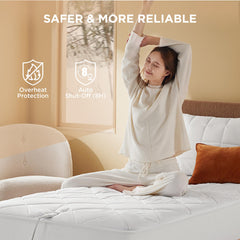 Bedsure jupe élastique montrée autour d’un matelas profond garantissant maintien sûr