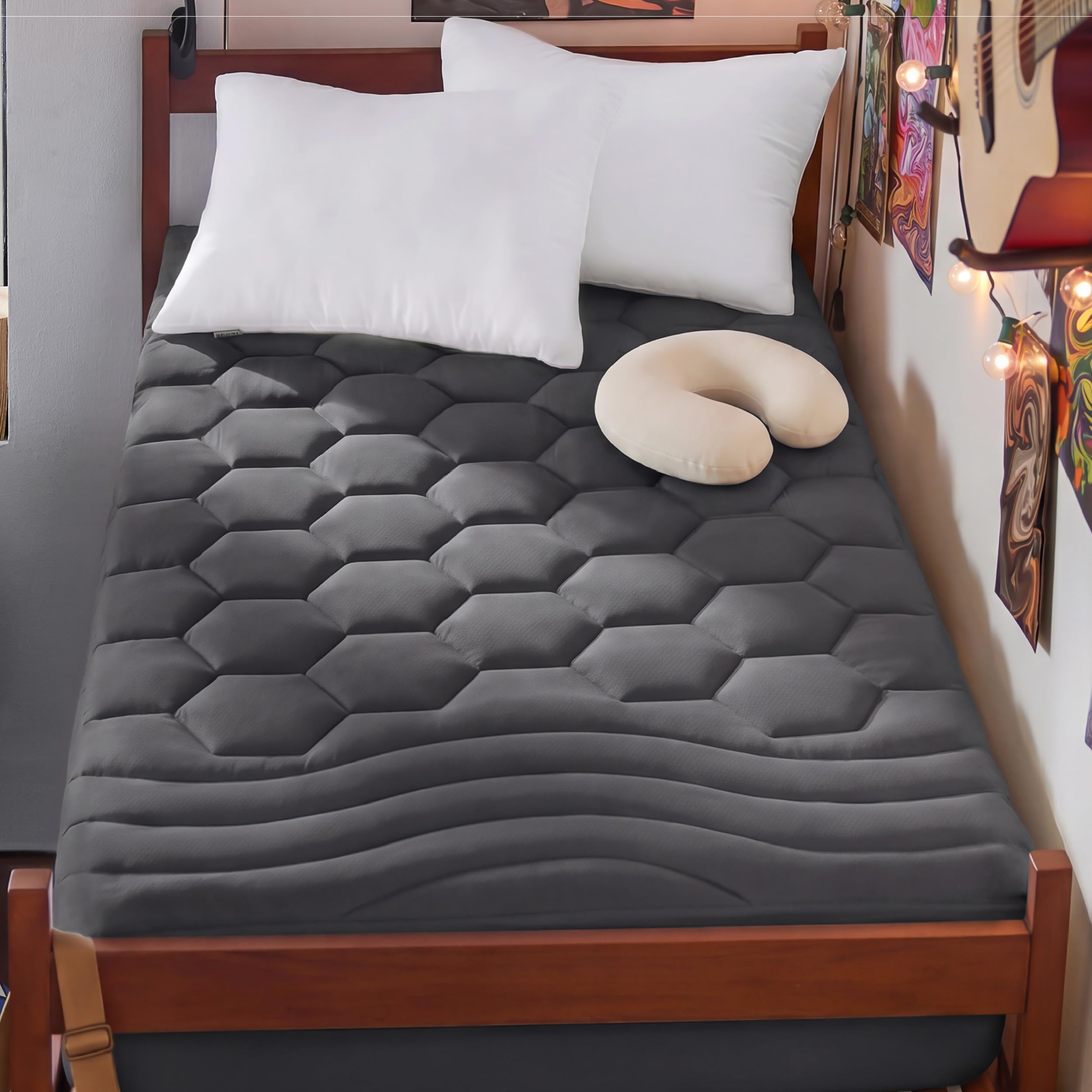 Bedsure face avant du surmatelas Twin XL, améliore confort instantanément