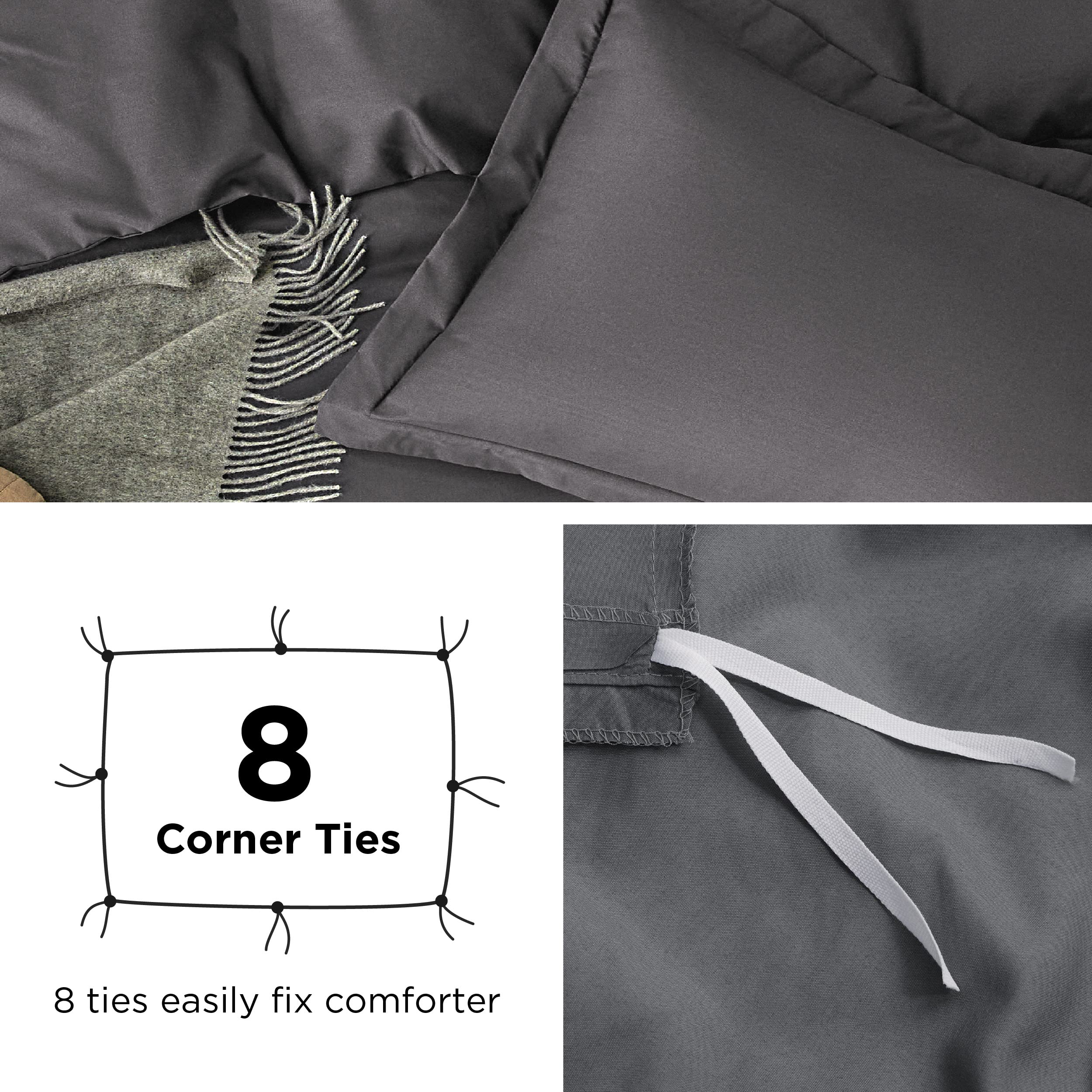Bedsure taie d'oreiller gris foncé illustrant uniformité et confort