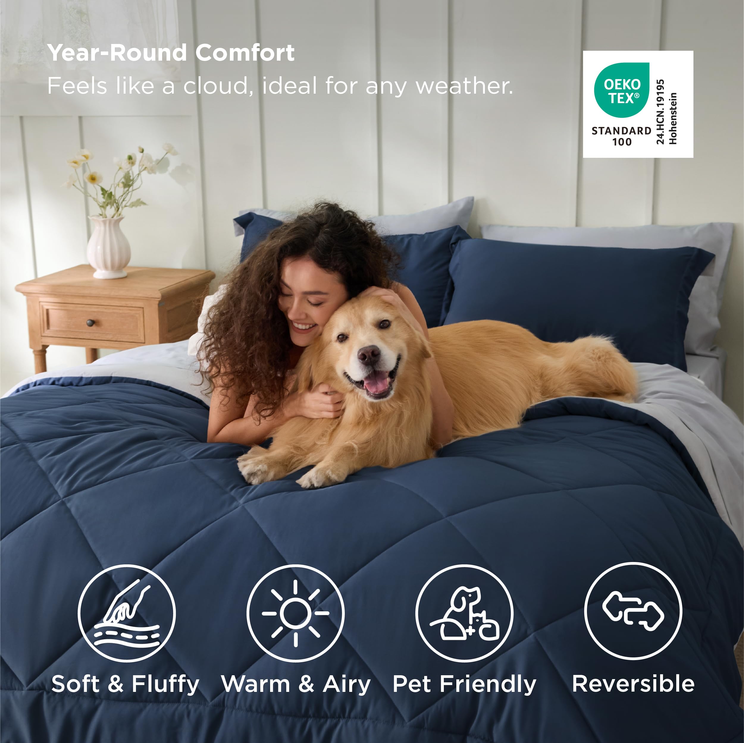 Bedsure taie enveloppe et housse de traversin montrant maintien et facilité d'usage