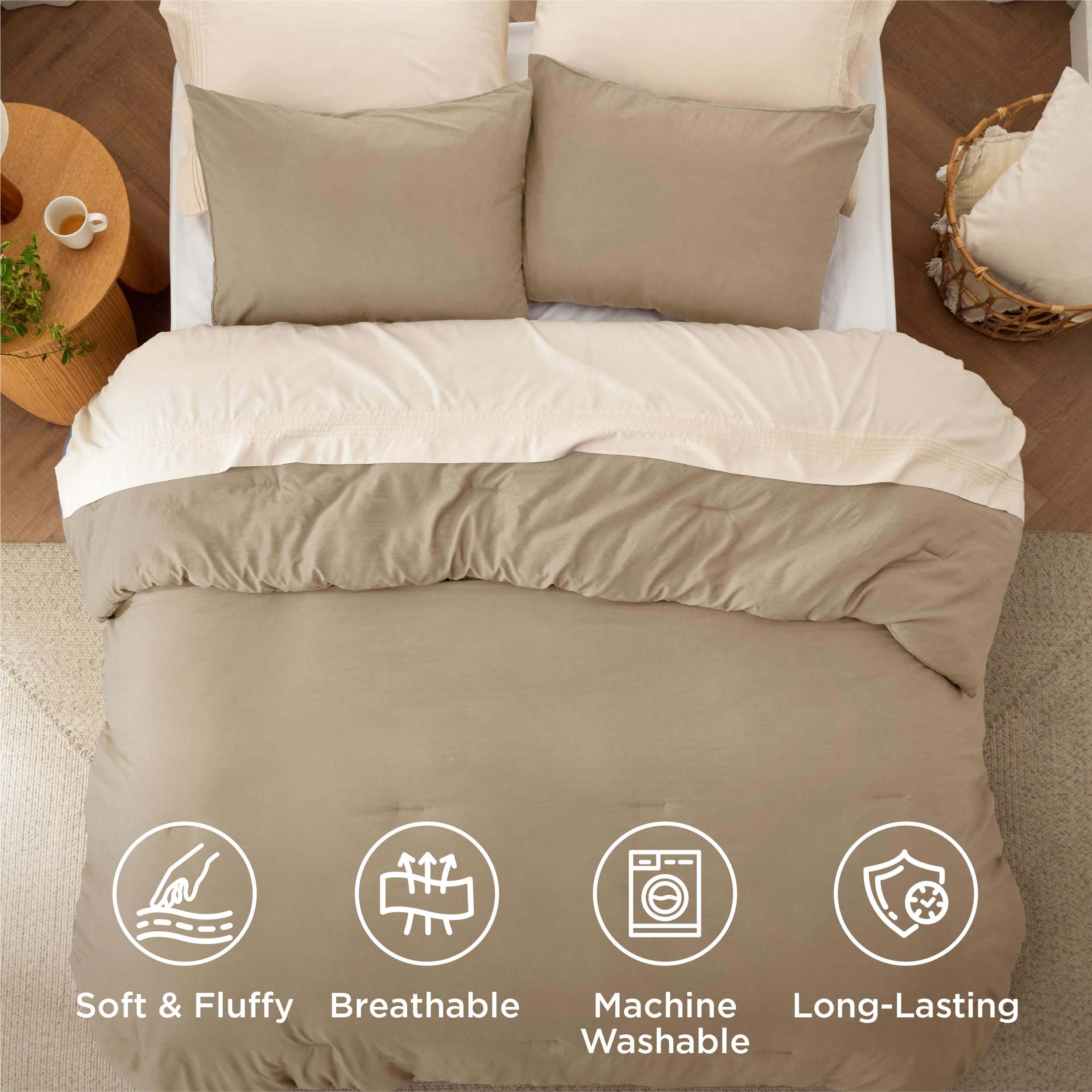 Bedsure taies d'oreiller gros plan montrant finition soignée et confort