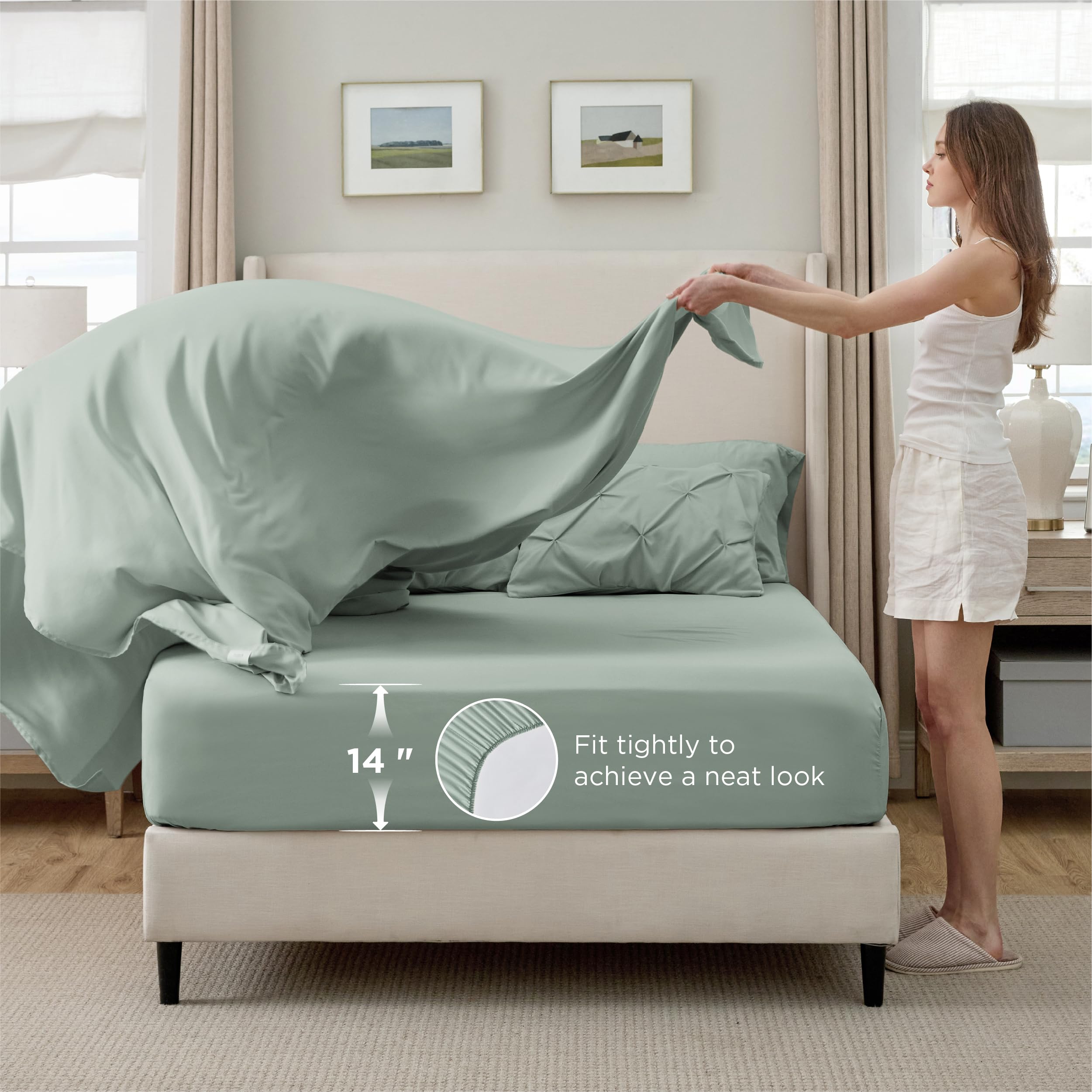 Bedsure taies et coussins assortis, finition décorative soignée
